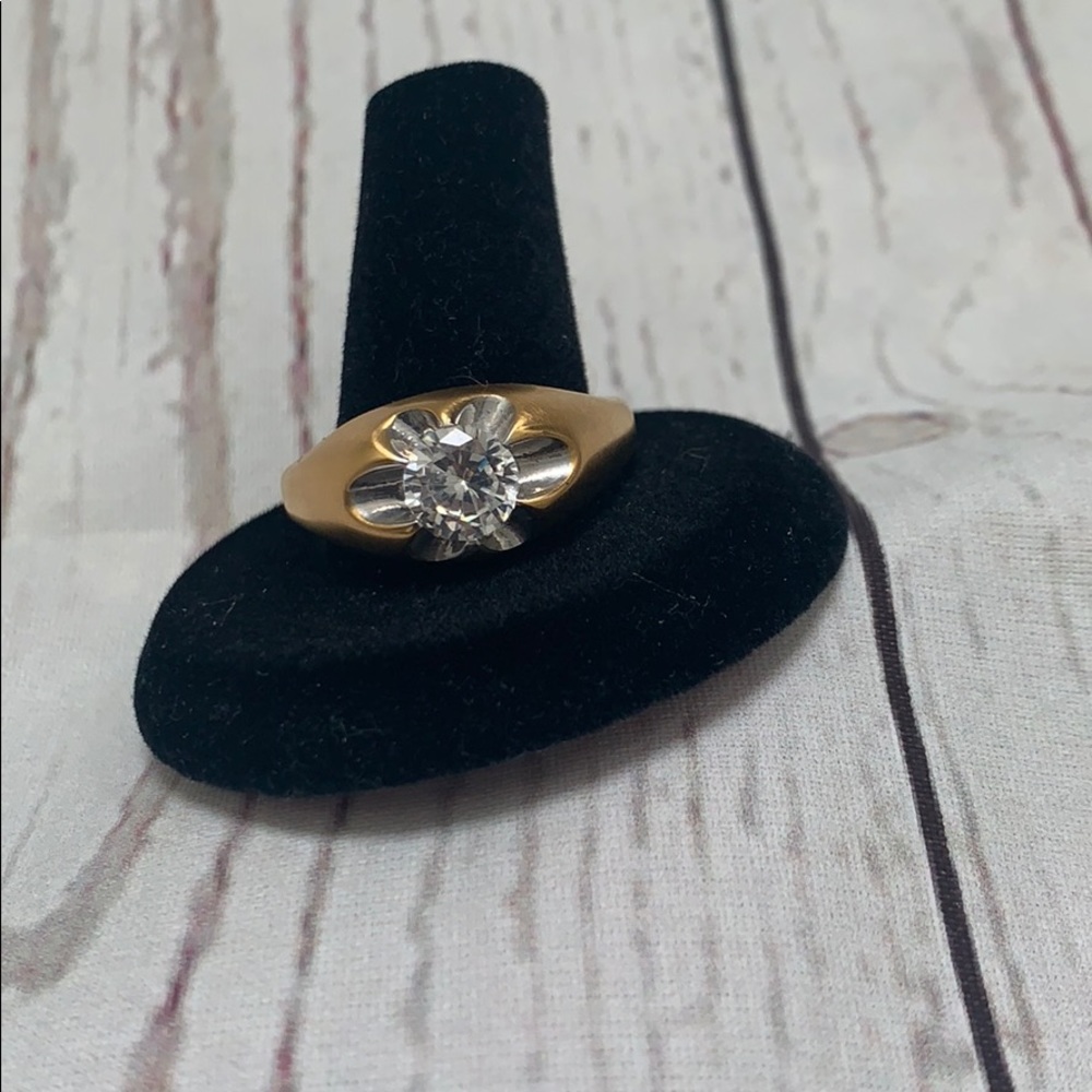 Vintage mens 14Kt electroplated Lindenwold faux diamond